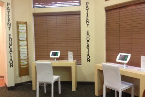 Patient Education Area in Reception Room, featuring Sight Selector for iPad at Texas Eye & Laser Center.